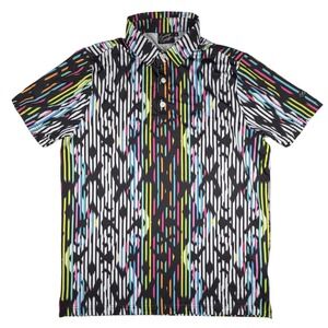 Sunday Swagger Mens Performance Golf Polo Shirt Multi Color Ikat Stripe Medium